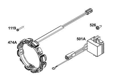 Alternator Group Diagram and Parts List for 54E177-0108-J1 400000 - 699999 Briggs and Stratton Engine
